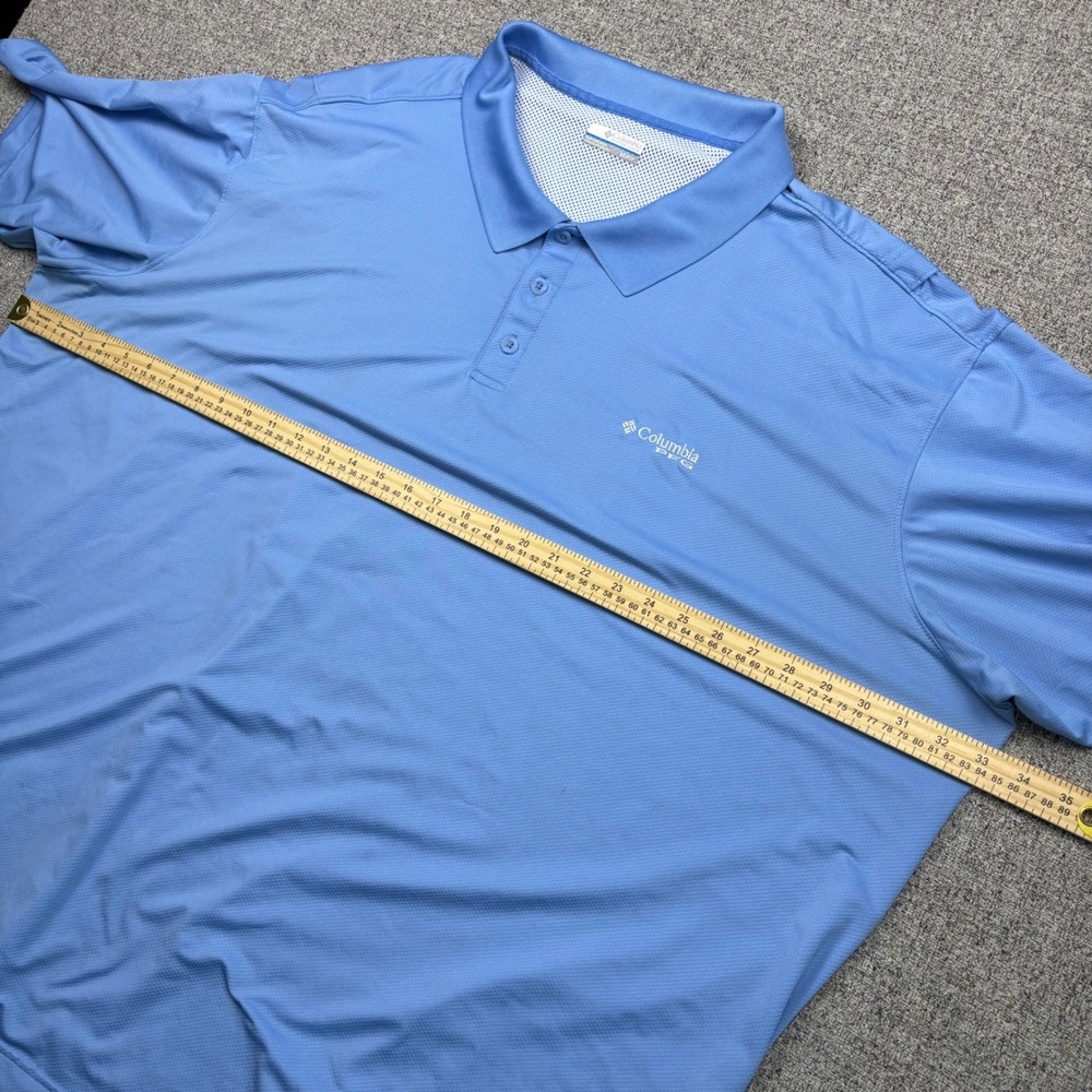 Columbia PFG Mens 5X Blue Short Sleeve Performance Fishing Polo Shirt Ventilated - Picture 7 of 8